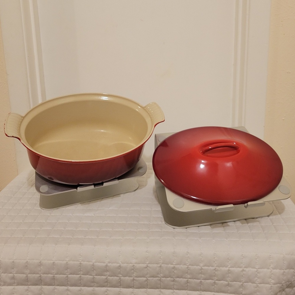 VTG Le Creuset Red Enameled Cast Iron Oval Baker Dutch Oven Casserole 7.25 QT